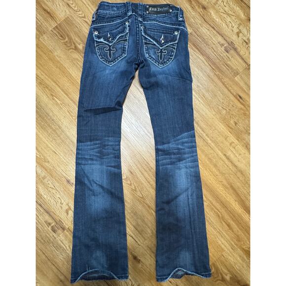 Rock Revival Stephanie Boot Bootcut Jeans Size 25 Bling Embroidered EB - Picture 4 of 7